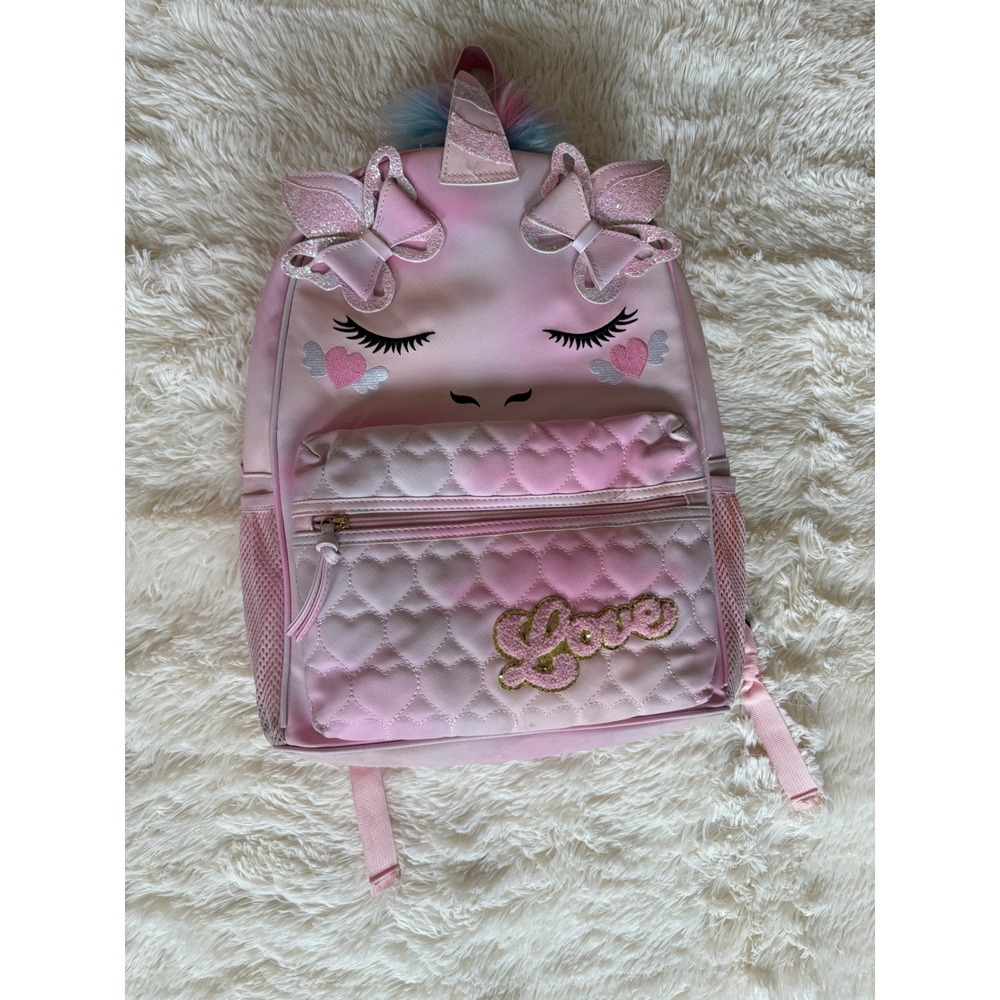 Under One Sky Unicorn XL Backpack Pink Love‎ Hearts Girls Kids School Bag